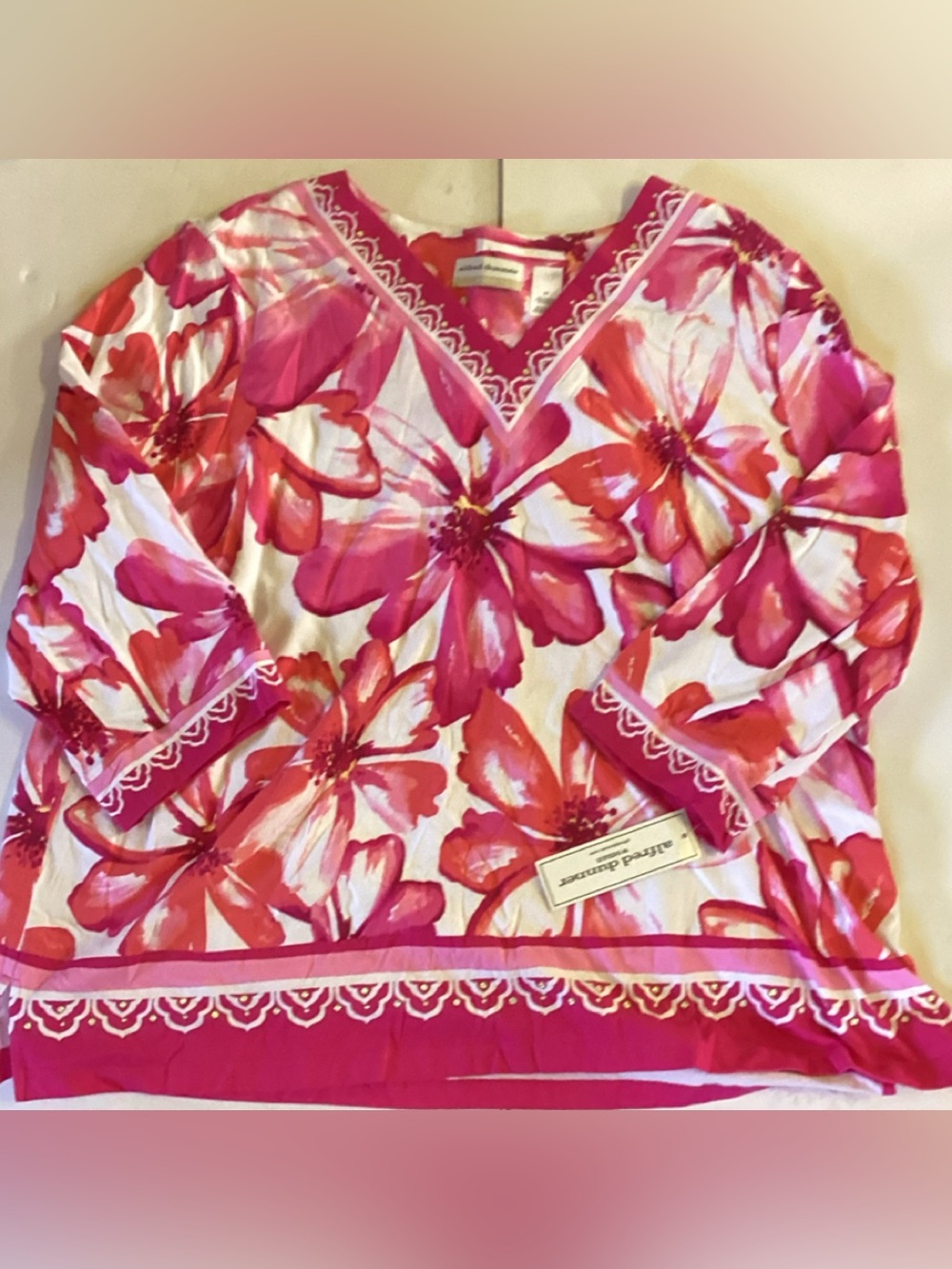 Alfred Dunner Hot Pink Floral Top